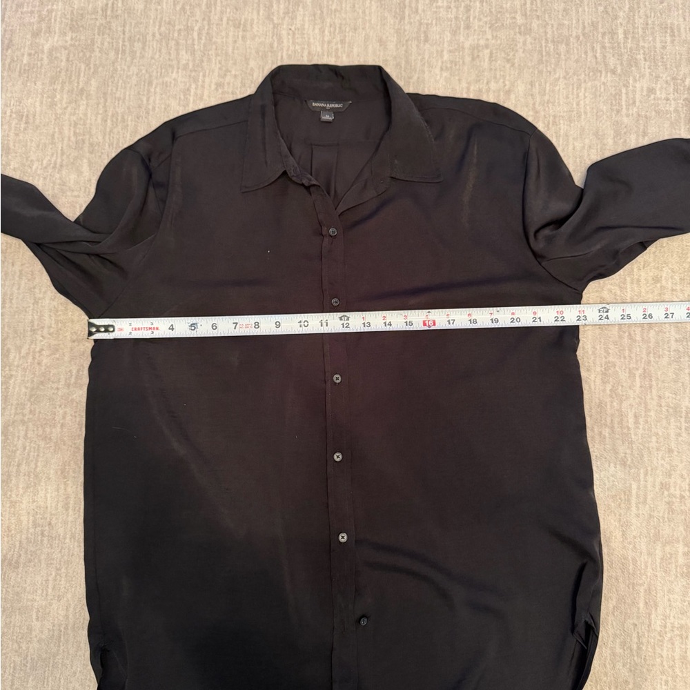 Classic Black Oversized Button-Down Blouse - image 4